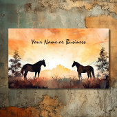 Waterverf paarden in het veld | Mooi paard Visitekaartje