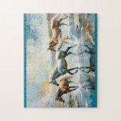 Waterverf paarden in het wild legpuzzel (Verticaal)