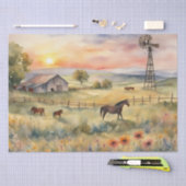 Waterverf Paarden in Veld van Zonnebloemen Tissuepapier (Craft)