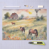 Waterverf Paarden in Veld van Zonnebloemen Tissuepapier (Craft)