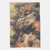 Waterverf paarden theedoek (Verticaal)