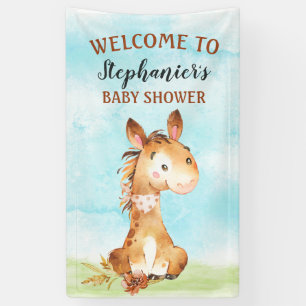 Waterverf PaardenBaby shower Boerderij Spandoek
