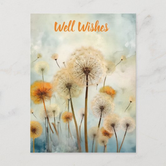 Waterverf paardenbloemen briefkaart (Voorkant)