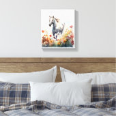 Waterverf Paardengaloping door een veld Canvas Afdruk (Insitu (Slaapkamer))