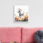 Waterverf Paardengaloping door een veld Canvas Afdruk (Insitu (Woonkamer))