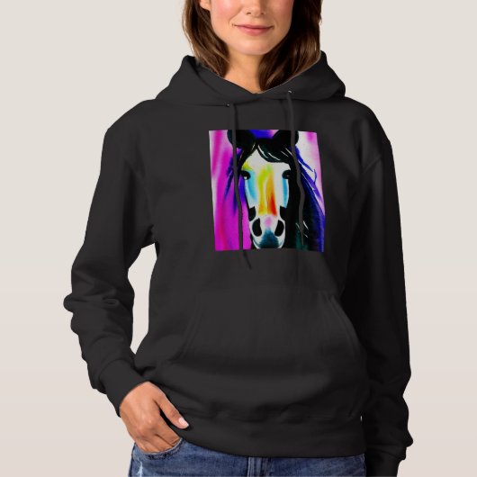 Waterverf Paardengezicht Abstract Hoodie (Voorkant)