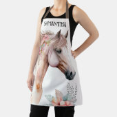 Waterverf paardenhoofd boho floral herfst naam schort (Insitu)