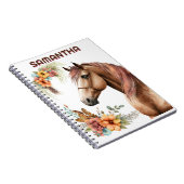 Waterverf paardenkop met bloemenboeketbloemen notitieboek (Rechterzijde)