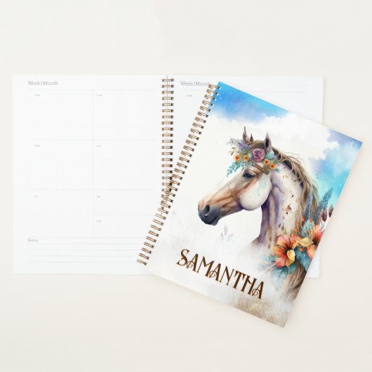 Waterverf paardenkop tropische boho bloemen naam planner (Display)
