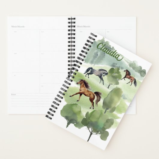 Waterverf Paardenlandschap Naam Monogram Planner (Display)