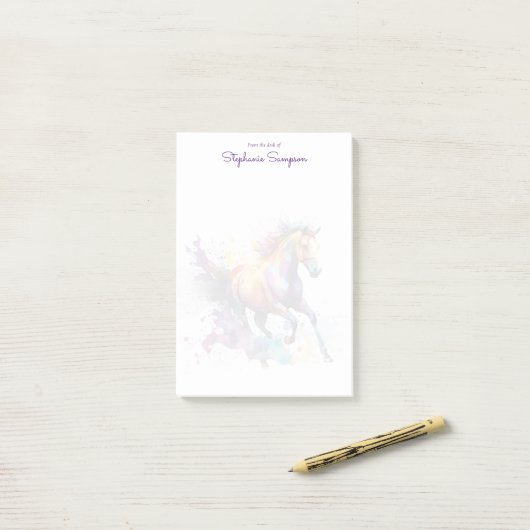 Waterverf Paardenliefhebber Gepersonaliseerd Post-it® Notes (Op bureau)