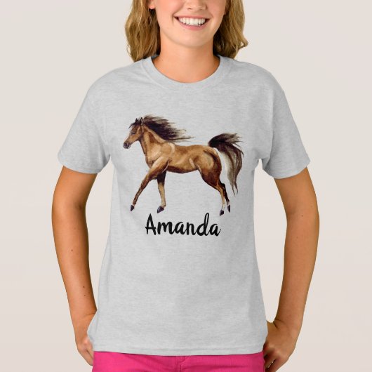 Waterverf paardennaam monogram t-shirt (Voorkant)