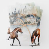 Waterverf Paardenportret met pastelachtergrond Inpakpapier Vel (In situ)