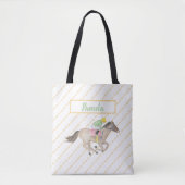 Waterverf Paardenrace Jockey gepersonaliseerd Tote Bag (Voorkant)