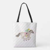 Waterverf Paardenrace Jockey gepersonaliseerd Tote Bag (Achterkant)