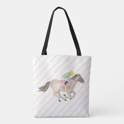 Waterverf Paardenrace Jockey gepersonaliseerd Tote Bag (Achterkant)