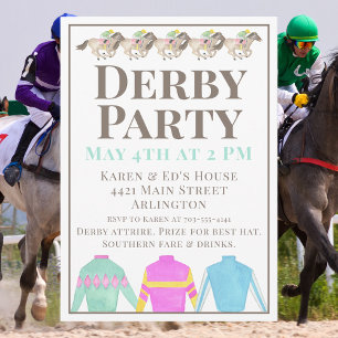 Waterverf Paardenren Zijde Derby Feest Ontwerp Kaart