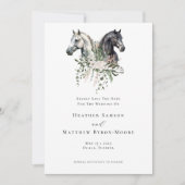 Waterverf Paardensport Bruiloft Elegante Paarden Save The Date (Voorkant)