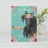 Waterverf paardenverjaardag cowgirl Pony Kaart (Staand voorkant)