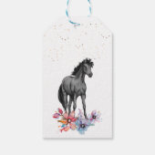 Waterverf paardenverjaardagscowgirl cadeaulabel (Achterkant)