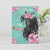 Waterverf paardenverjaardagscowgirl kaart (Staand voorkant)