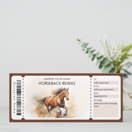 Waterverf Paardrijden Cadeaubon Kaart (Staand voorkant)