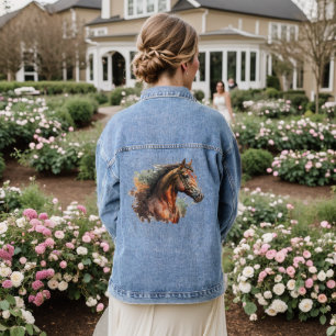Waterverf Paardrijden Denim Jacket