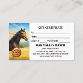 Waterverf Paardrijlessen Cadeaubon Kortingskaartje (Achterkant)