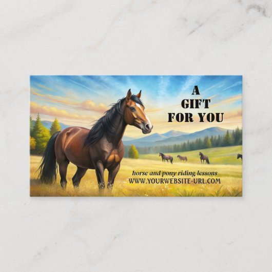 Waterverf Paardrijlessen Cadeaubon Kortingskaartje (Voorkant)