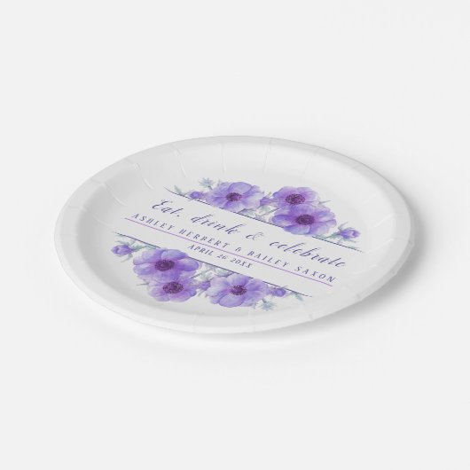 Waterverf paars-anemonpapier bord (Gekanteld)