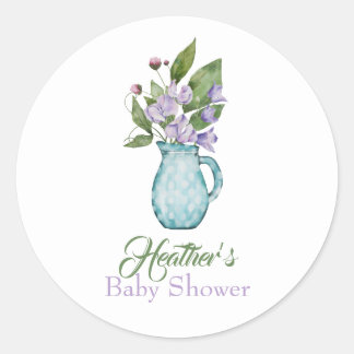 Waterverf Paars Baby shower met taarten Ronde Sticker