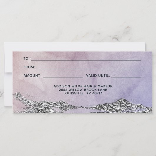 Waterverf Paars Black Silver Cadeaubon (Achterkant)