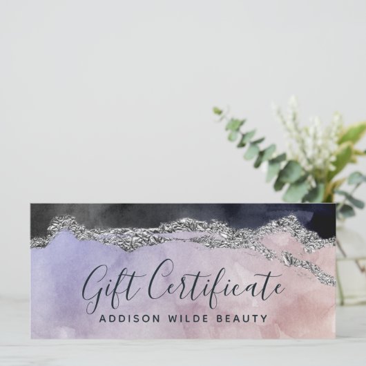 Waterverf Paars Black Silver Cadeaubon (Staand voorkant)