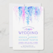 Waterverf paars blauwe bruiloft kaart (Voorkant)