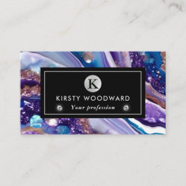 Waterverf Paars & Blauwe Glitter Agate Alcoholinkt Visitekaartje