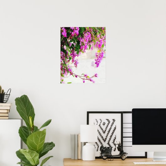 Waterverf Paars bloeiend vlinderPoster (8,5 x 11 i Poster (Thuiskantoor)