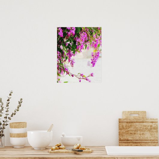 Waterverf Paars bloeiend vlinderPoster (8,5 x 11 i Poster (Keuken)