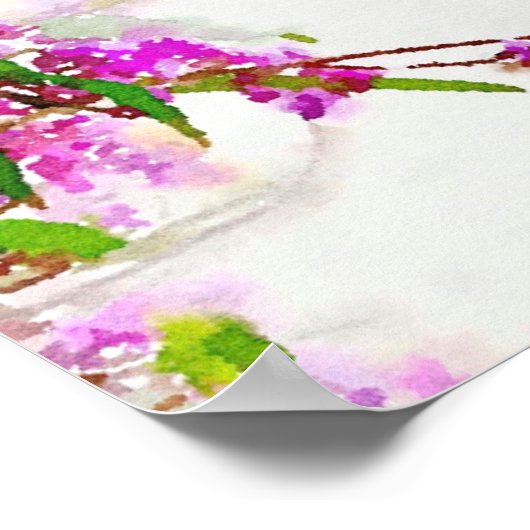 Waterverf Paars bloeiend vlinderPoster (8,5 x 11 i Poster (Hoek)