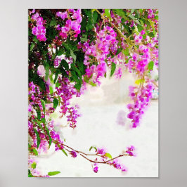 Waterverf Paars bloeiend vlinderPoster (8,5 x 11 i Poster
