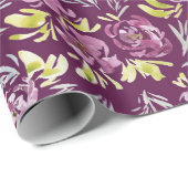 Waterverf Paars bloemflessenpapier Cadeaupapier (Rol Hoek)