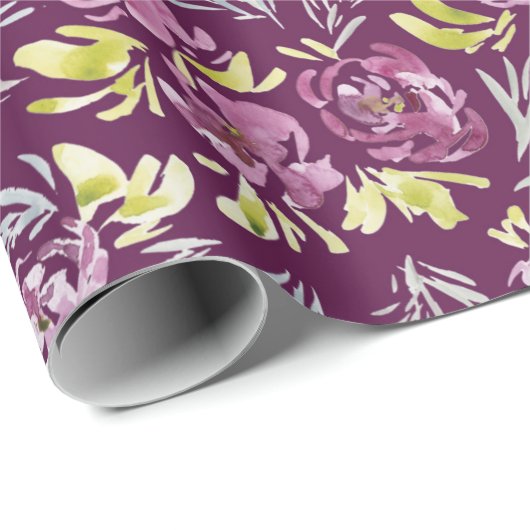 Waterverf Paars bloemflessenpapier Cadeaupapier (Rol Hoek)