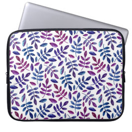 Waterverf paars en blauw foliepatroon laptop sleeve