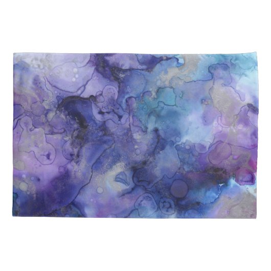 Waterverf Paars en blauw Kussensloop (Achterkant)