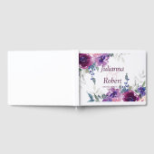Waterverf paars en maave floral bruiloft gastenboek (Volledig)