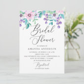 Waterverf paars en roze floreel vrijgezellenfeest kaart (Staand voorkant)