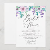 Waterverf paars en roze floreel vrijgezellenfeest kaart (Voorkant / Achterkant)