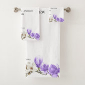Waterverf Paars en White Magnolia Blossom Bad Handdoek (Insitu)