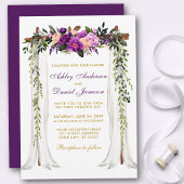 Waterverf Paars Floral Gold Kaart