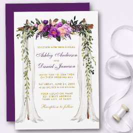 Waterverf Paars Floral Gold Kaart