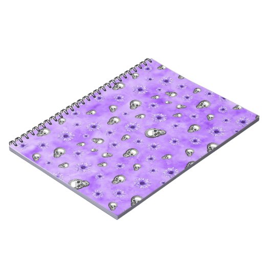 Waterverf Paars Floral Skull Note book Notitieboek (Linkerzijde)